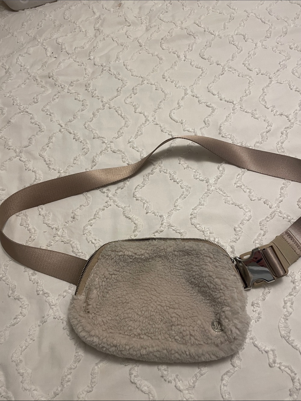 lululemon athletica Shearling Crossbody Belt Bag in Taupe
